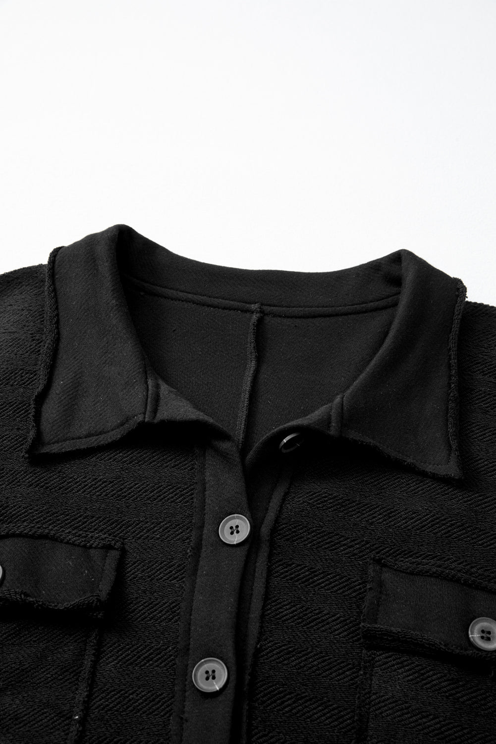 Black Plus Size Long Sleeve Flap Pocket Henley Top