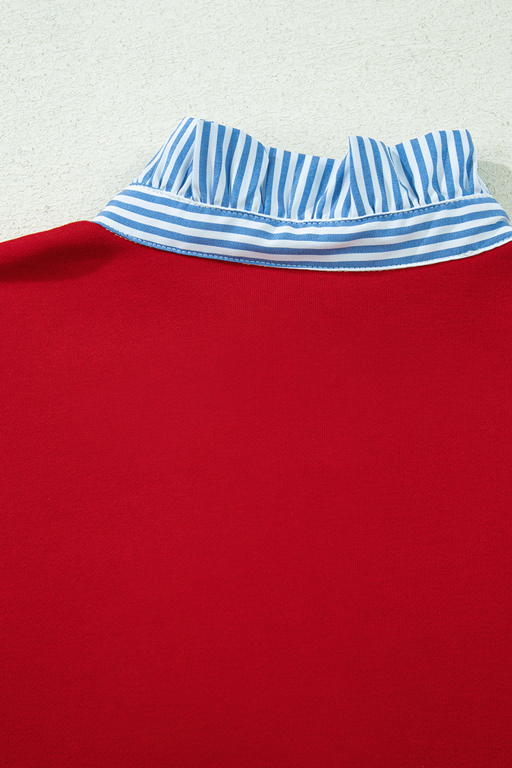Racing Red Striped Collar Patchwork Satin Bow Sweatshirt and Shorts Set