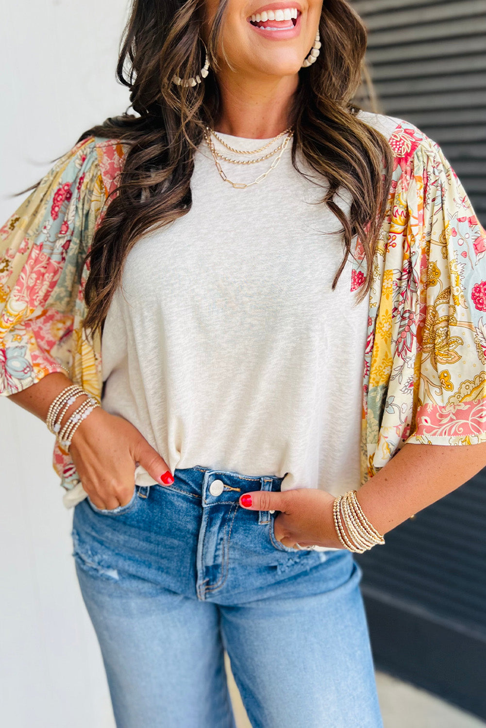 Dusk Blue Loose Straight Leg Cropped High Waist Jeans