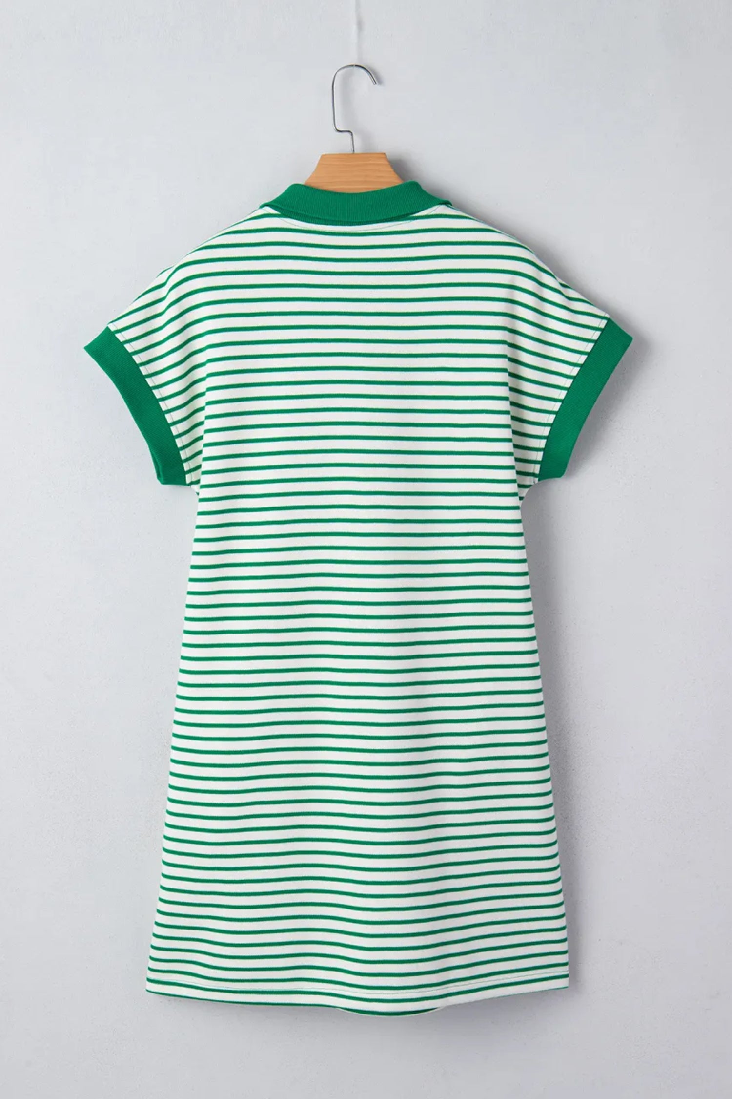 Green Stripe Magic St Patricks Day Sequin Graphic Zip Polo Tee Dress