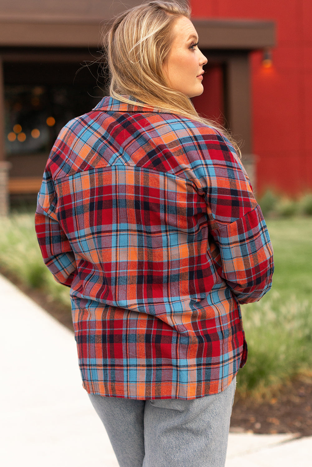 Red Plaid Print Loose Vintage Shirt