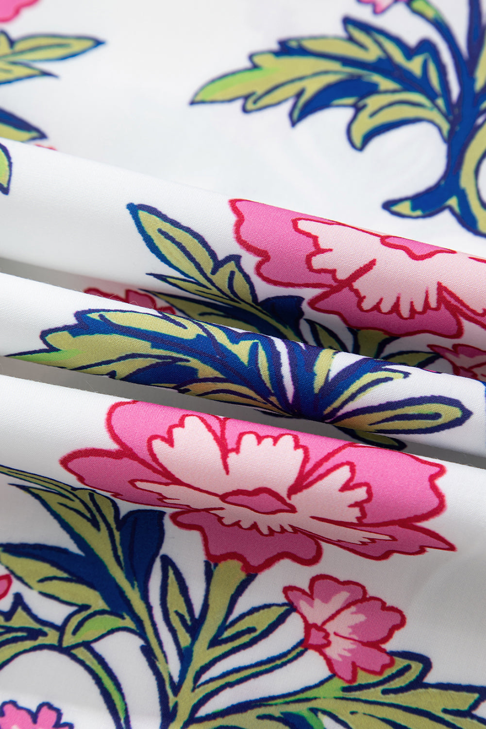 White Floral Puff Short Sleeve V Neck High Waist Maxi Dress
