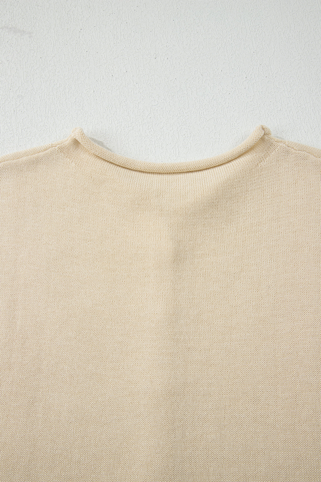 Apricot Buttoned Front Rolled Hem Cap Sleeve Sweater Top