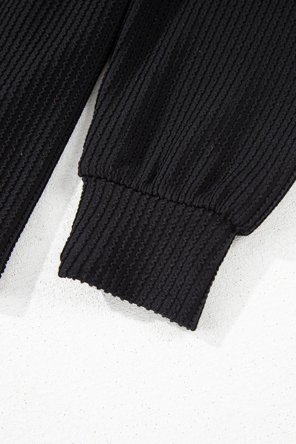 Black MERRY Corded Long Sleeve Top and Pockets Pants Set