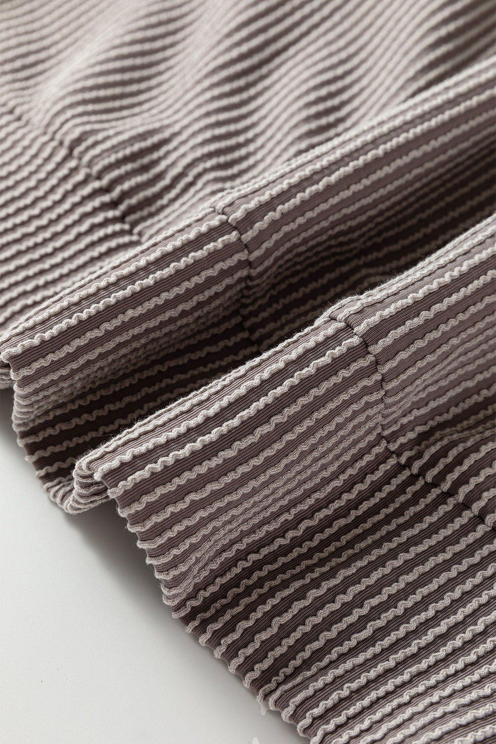 Pale Chestnut Color Block Corded Long Sleeve Top
