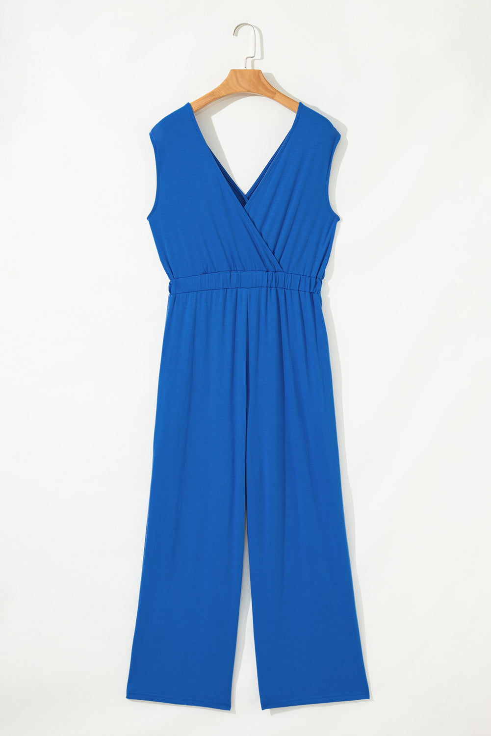 Black Deep V Pleated Crisscross Wide Leg Backless Jumpsuit