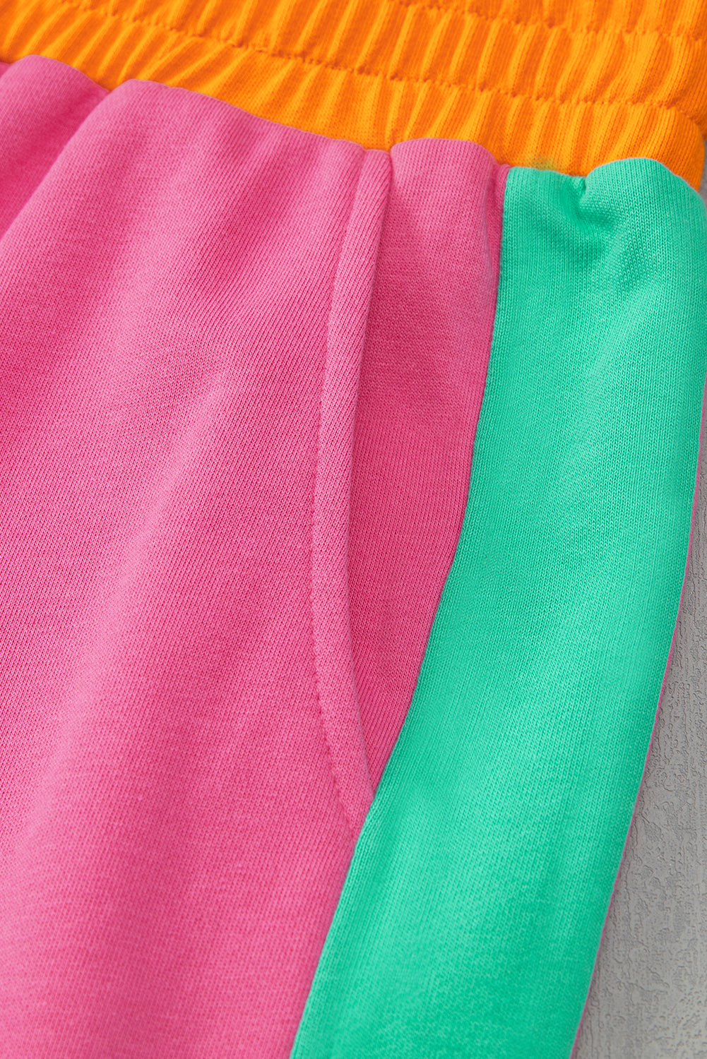 Apricot 2pcs Color Block Pullover Loose Pant Set