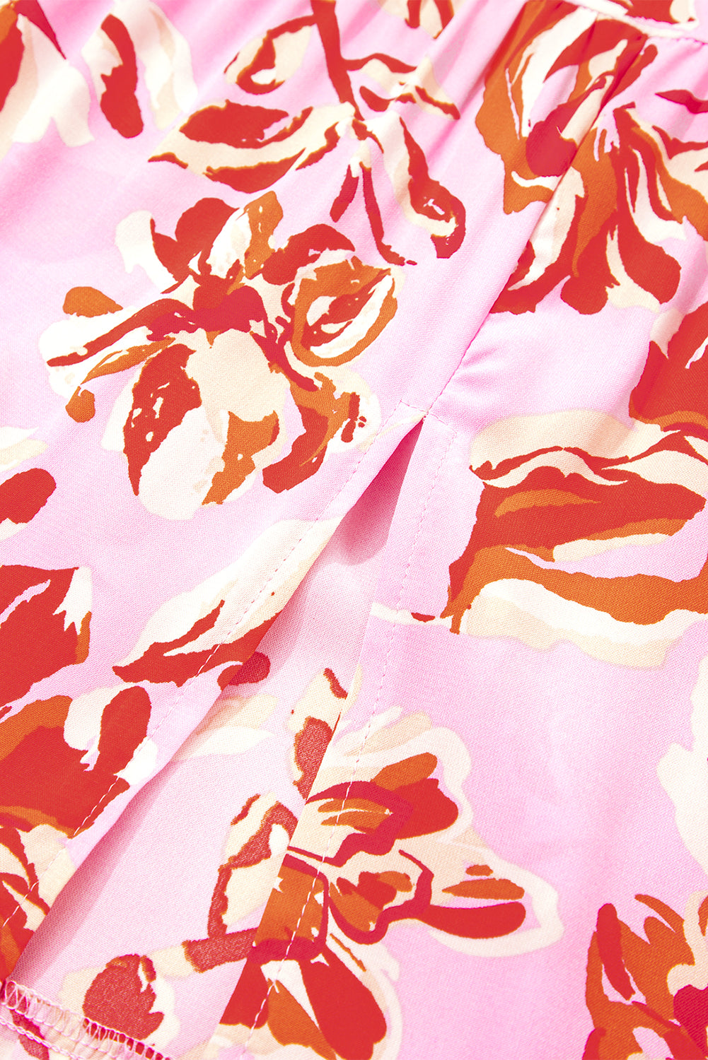 Orange Bohemian Floral Print Tiered Maxi Skirt with Split