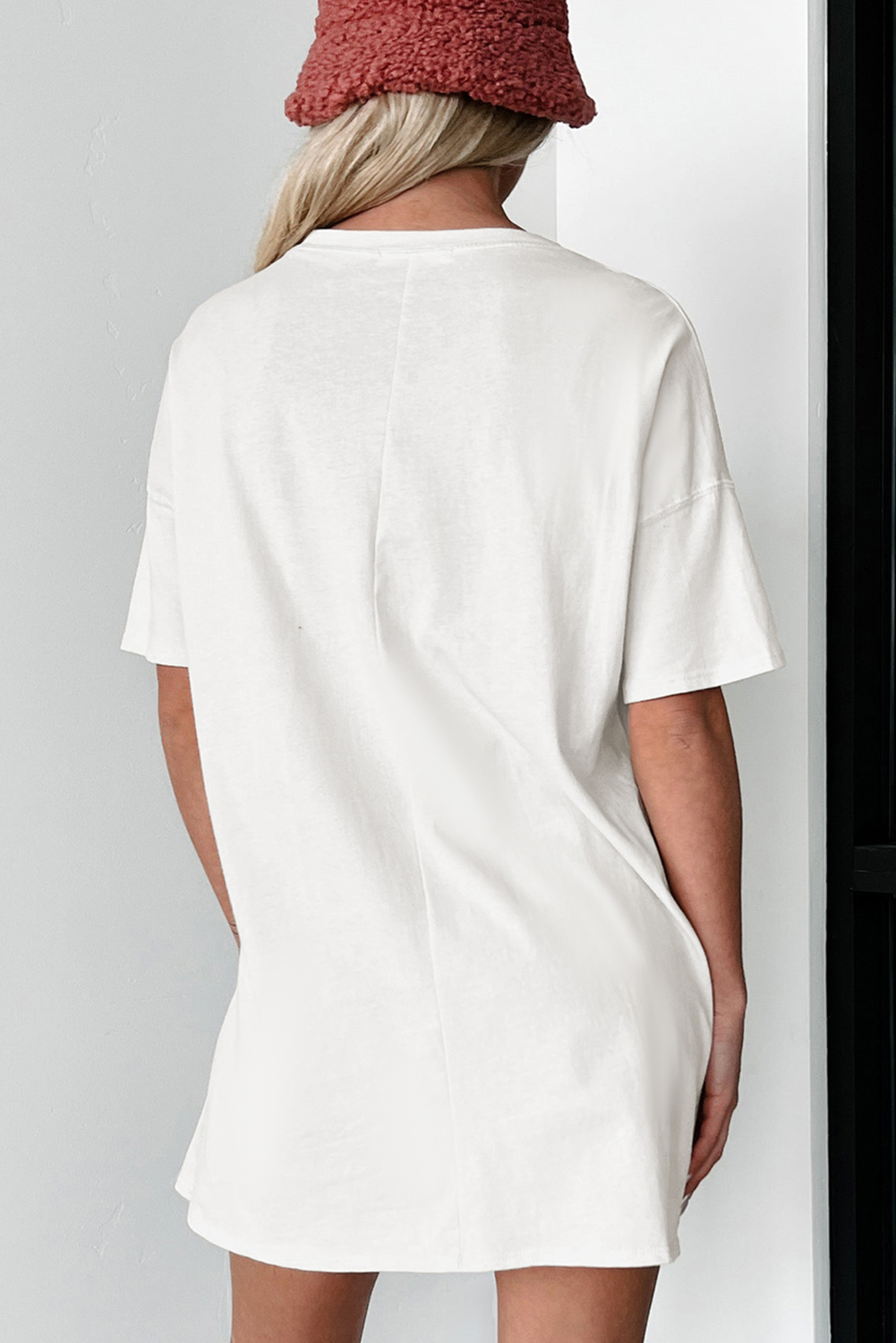 White Colorful Sequin nashville Letter Graphic Tunic Tee