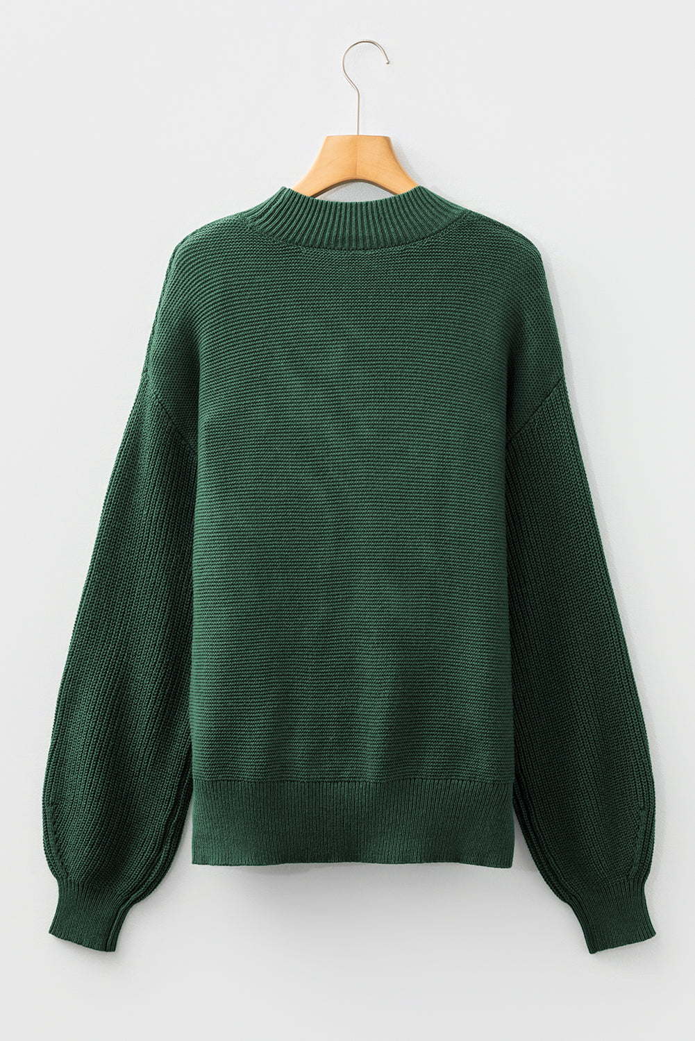 Dirty blue Solid Color Front Seam Drop Shoulder Loose Sweater