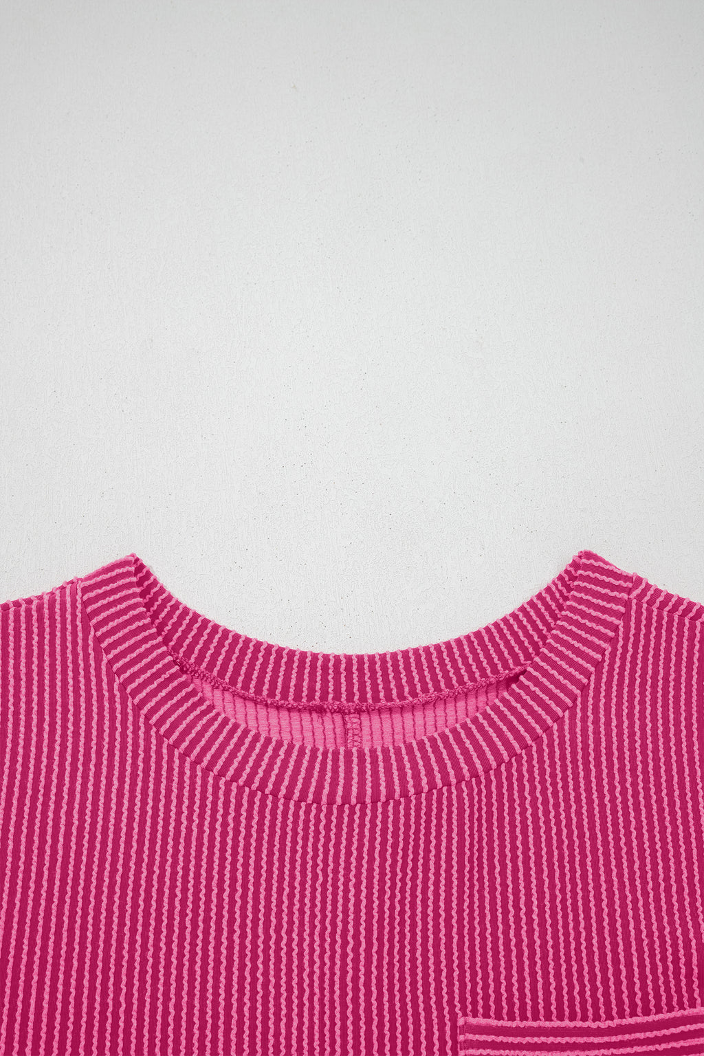 Bright Pink Striped Ribbed Knit T-shirt Shift Dress