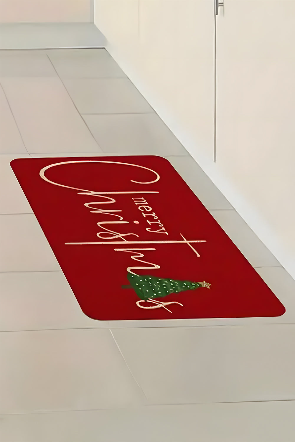 Fiery Red Merry Christmas Print Absorbency Entrance Mat
