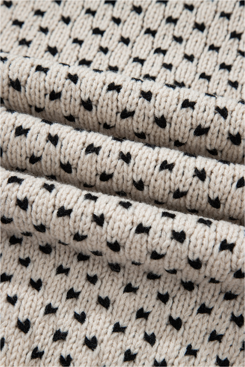 Beige Bow Decor Color Contrast Ribbed Edge Crew Neck Sweater
