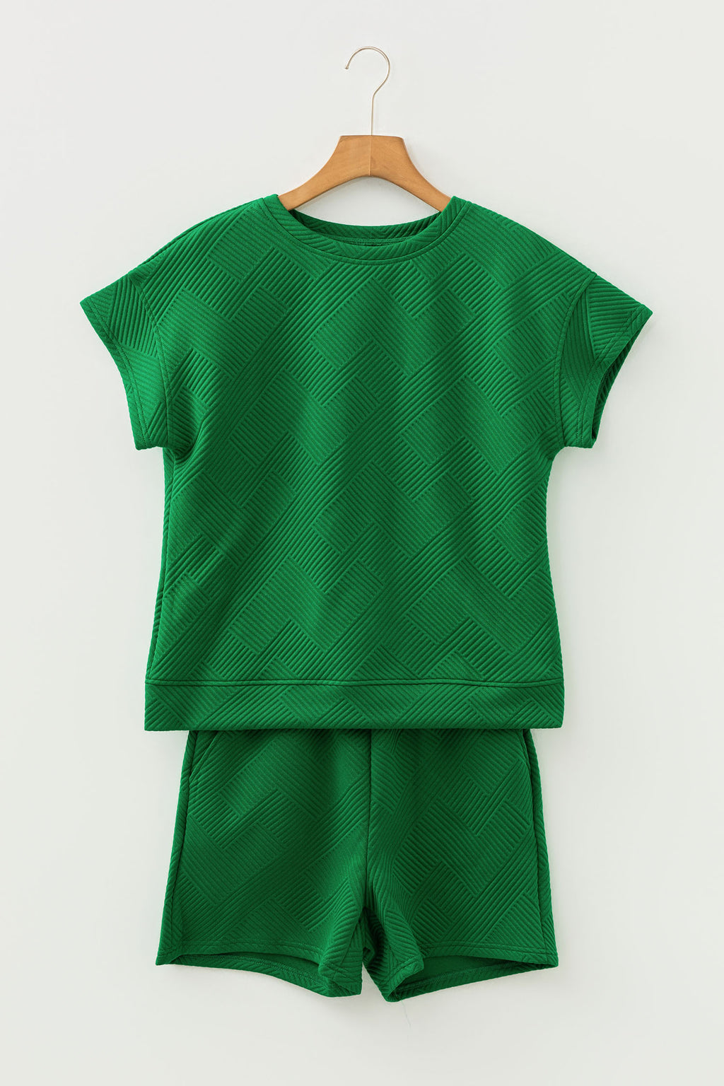 Mineral Blue Textured Short Sleeve Top and Shorts Set