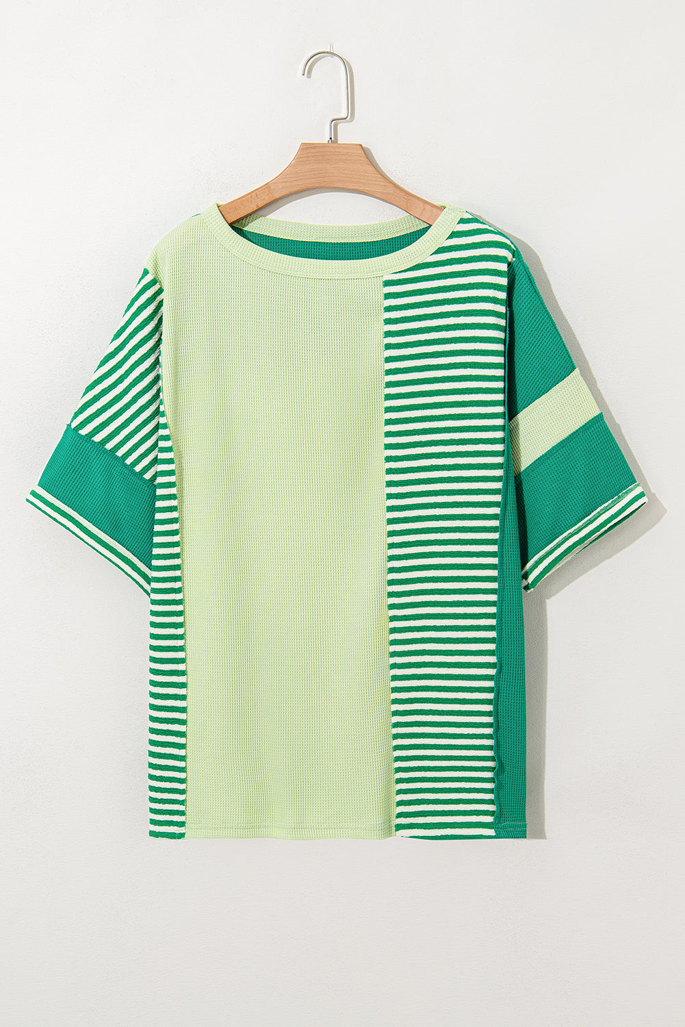 Pink Stripe Patchwork Colorblock Plus Size T Shirt