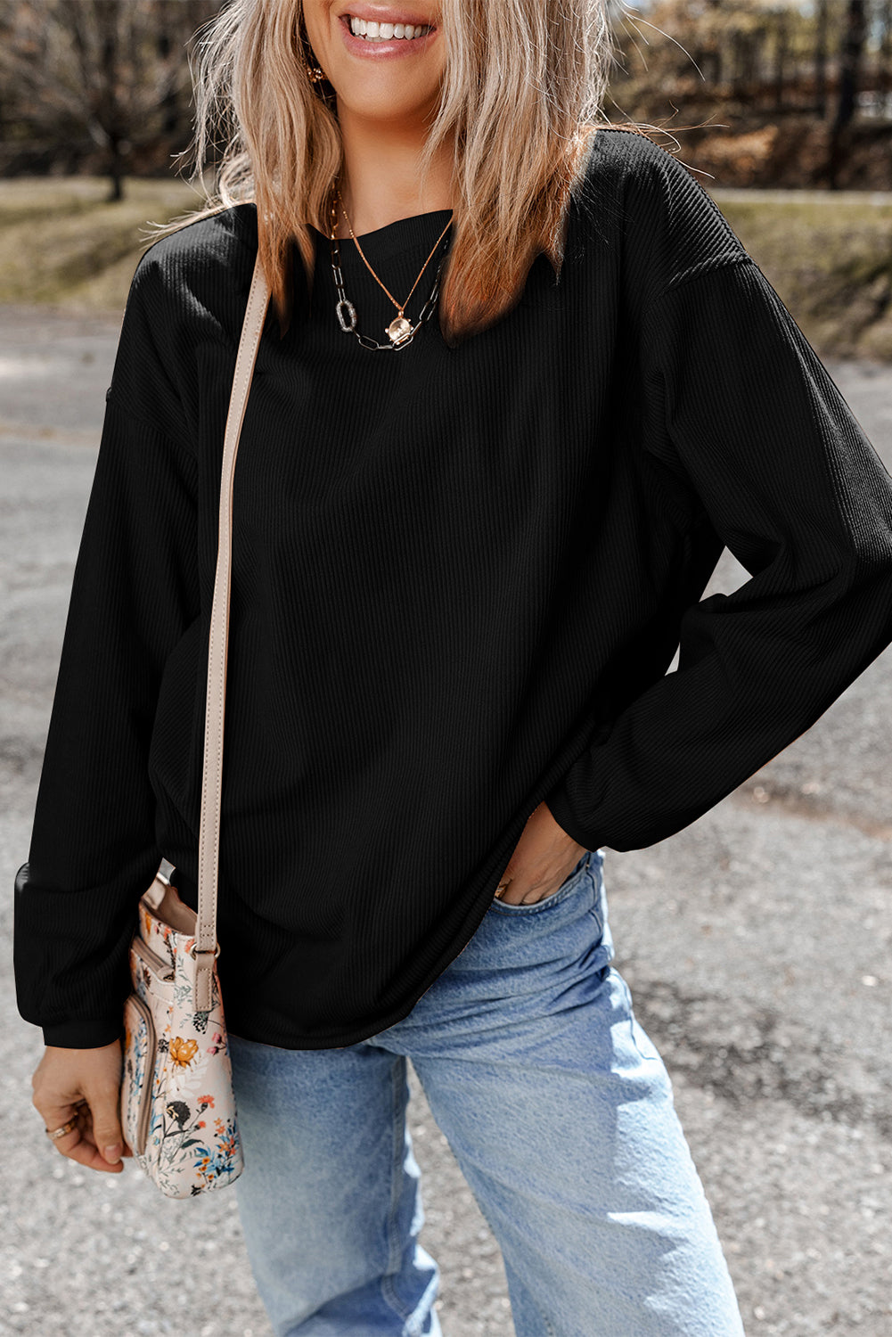 Grass Green Ribbed Corded Oversized Sweatshirt