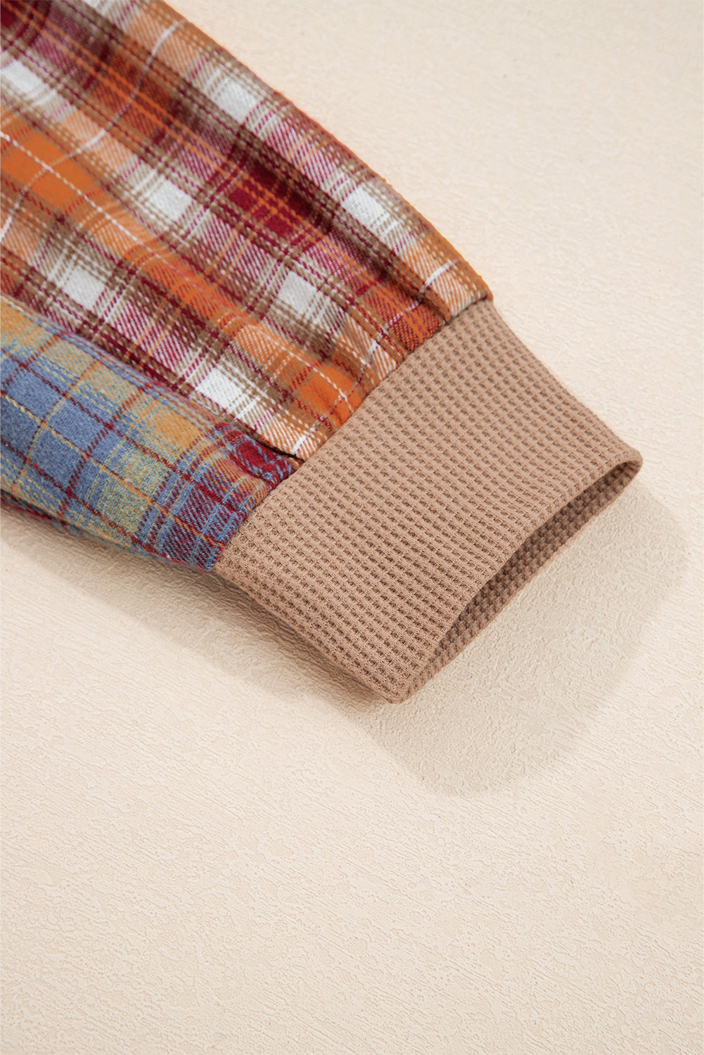 Parchment Plus Size Waffle Colorblock Striped Plaid Patchwork Half Button Pullover