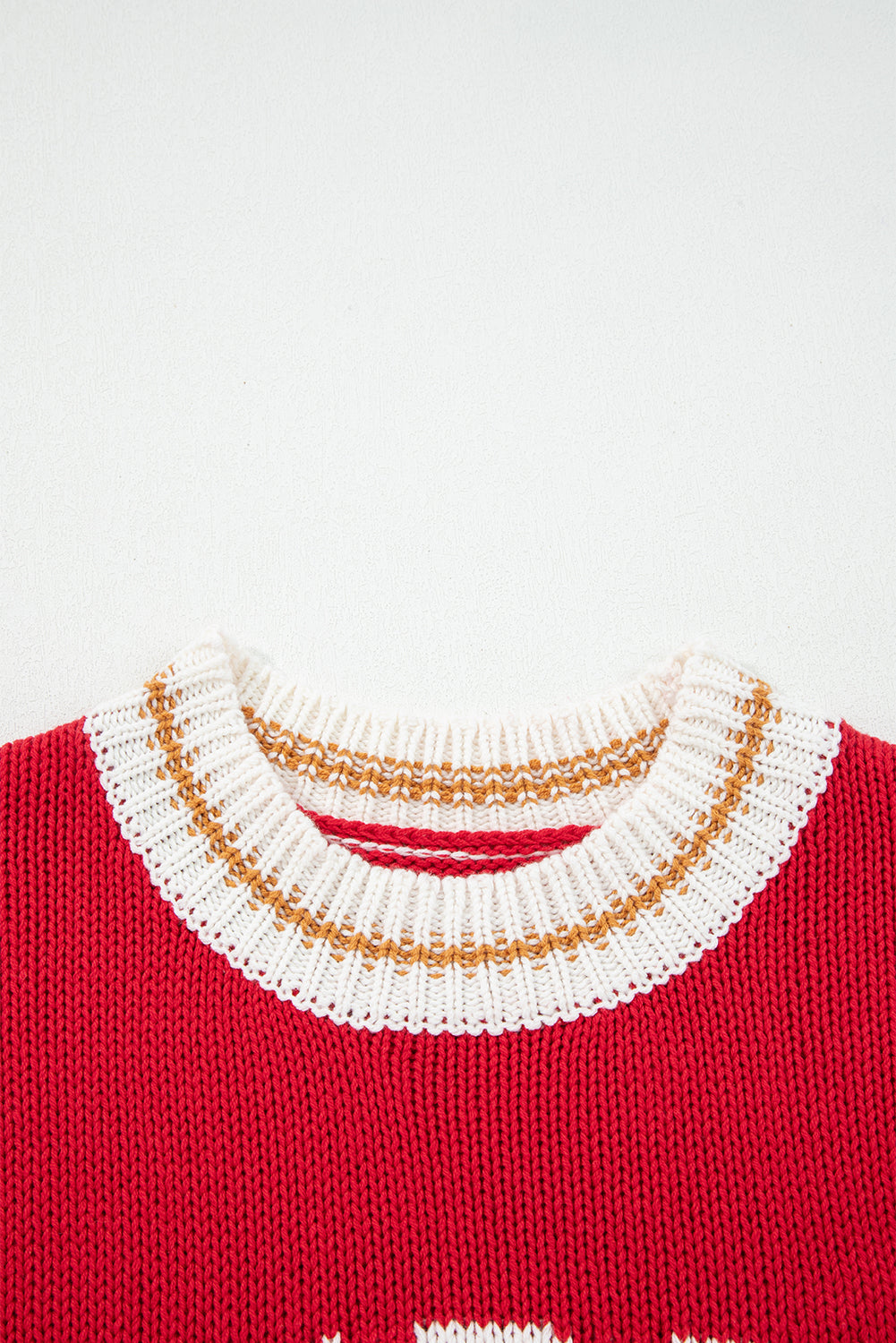 Fiery Red MERRY Color Block Edge Drop Shoulder Cozy Sweater