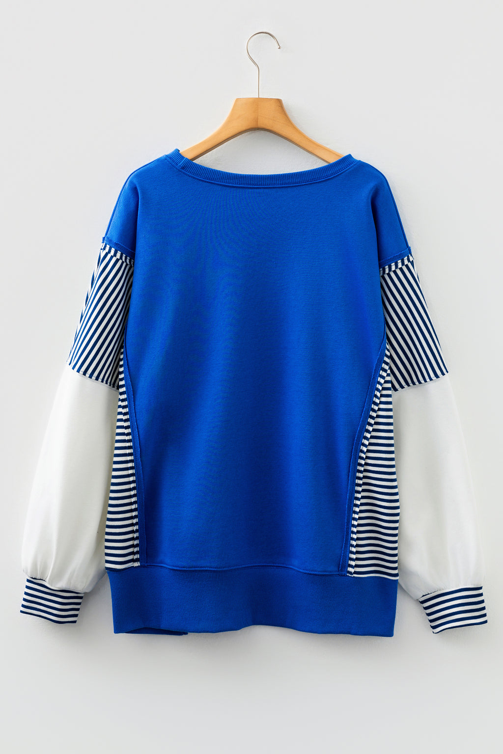 Racing Red Striped Patchwork Sleeve Colorblock Sweatshirt
