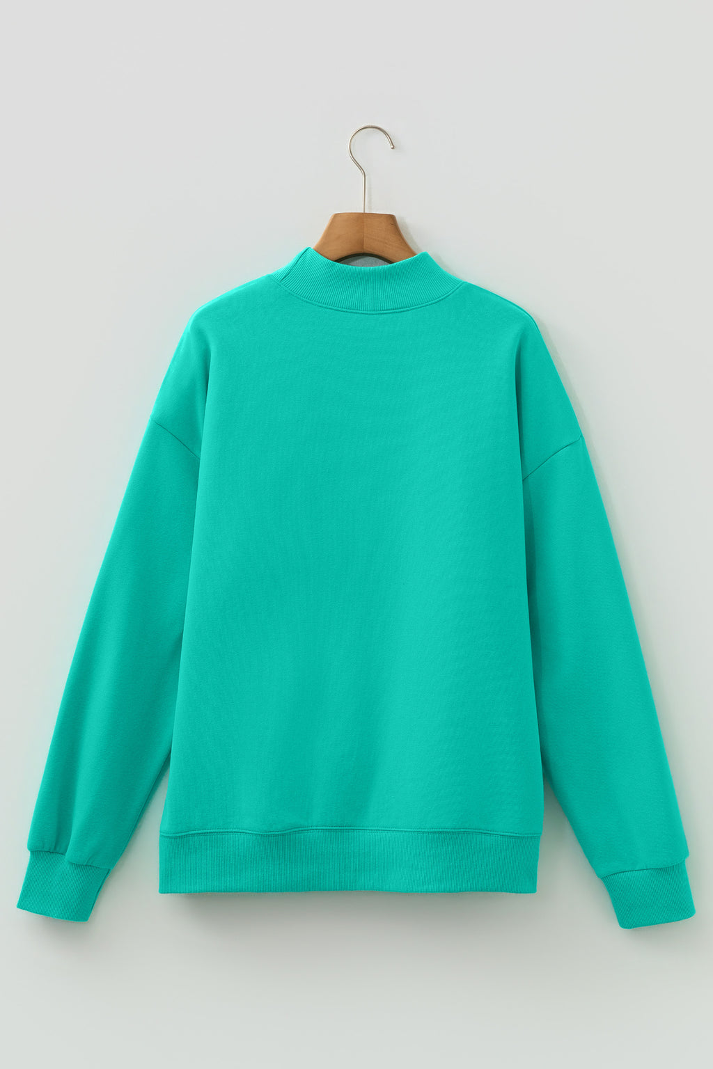 Bright Pink Oversize Blessed Embroidered Mock Neck Sweatshirt