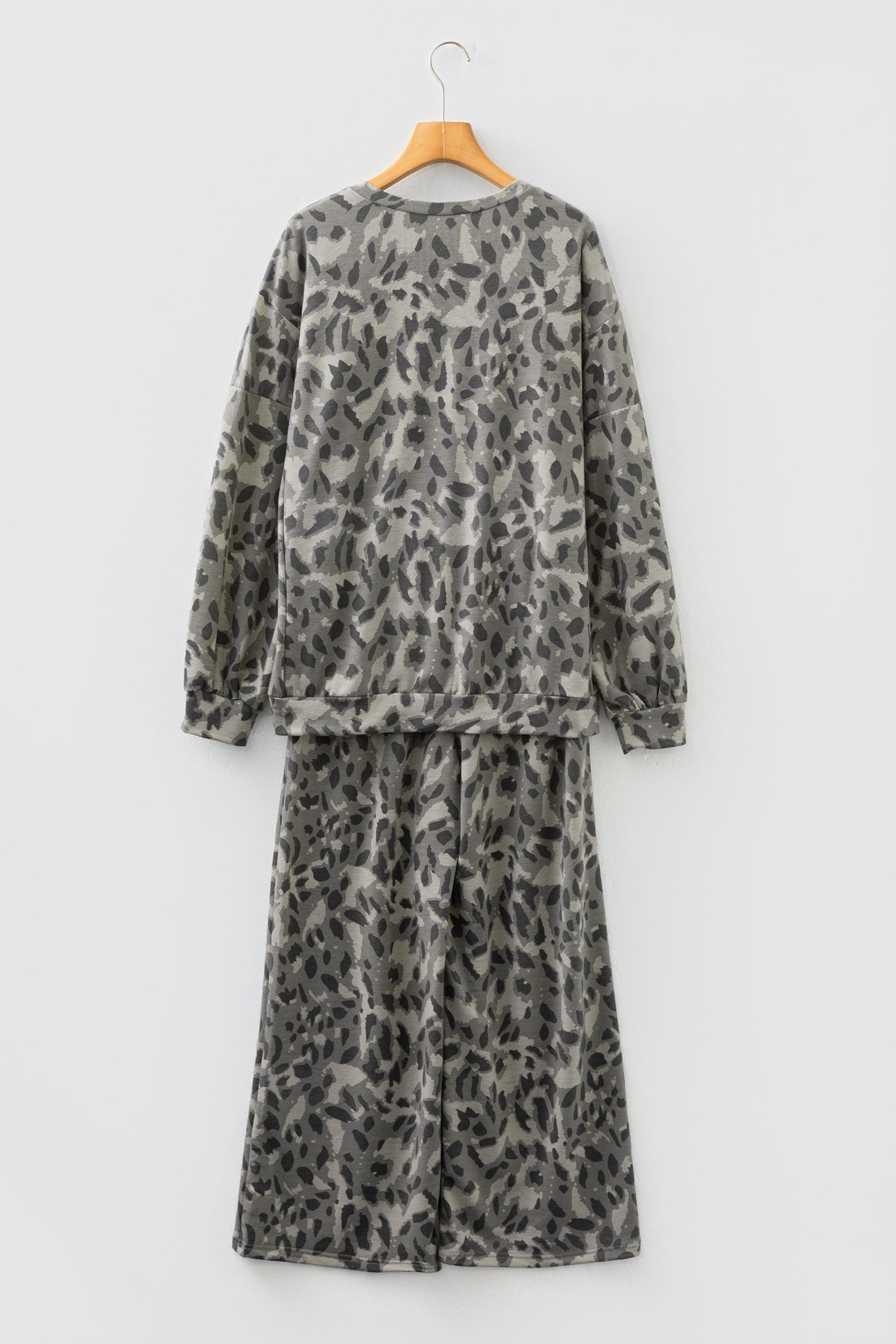Brown Leopard Loose Tee Drawstring Waist Barrel Pants Set