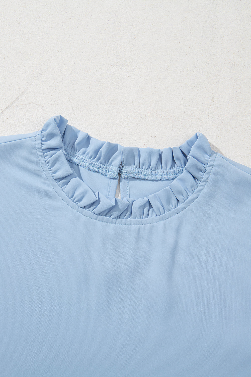 Green Frilly Round Neck Wide Half Sleeve Blouse
