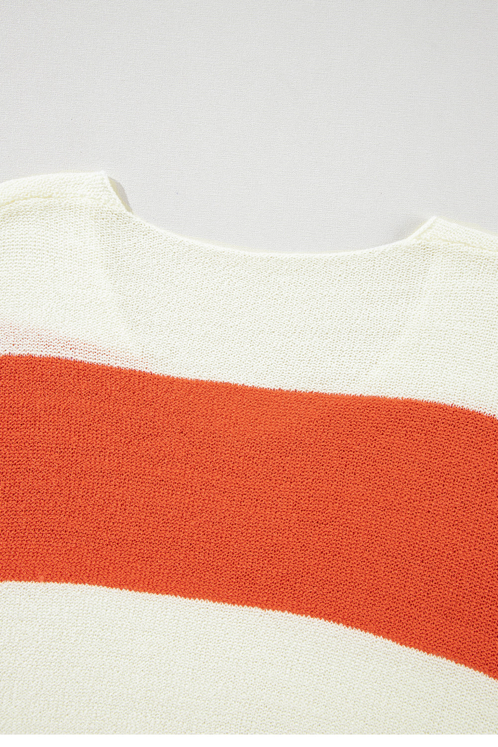 Green Stripe Loose Color Block Drop Shoulder Bubble Sleeve Sweater