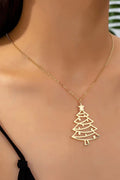 Gold Plated Alloy Hollowed Christmas Tree Necklace