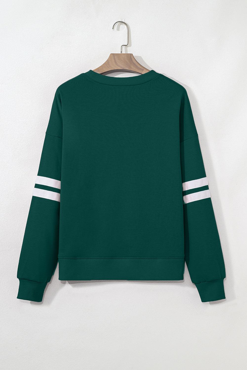 Evergreen Soccer Football Sequin Patched Graphic Oversized Varsity Sweatshirt