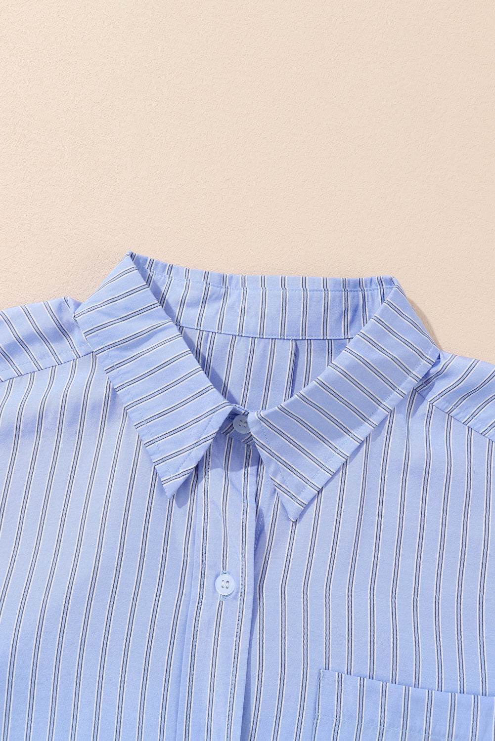 Blue Stripe Button Up Oversized Casual Shirt