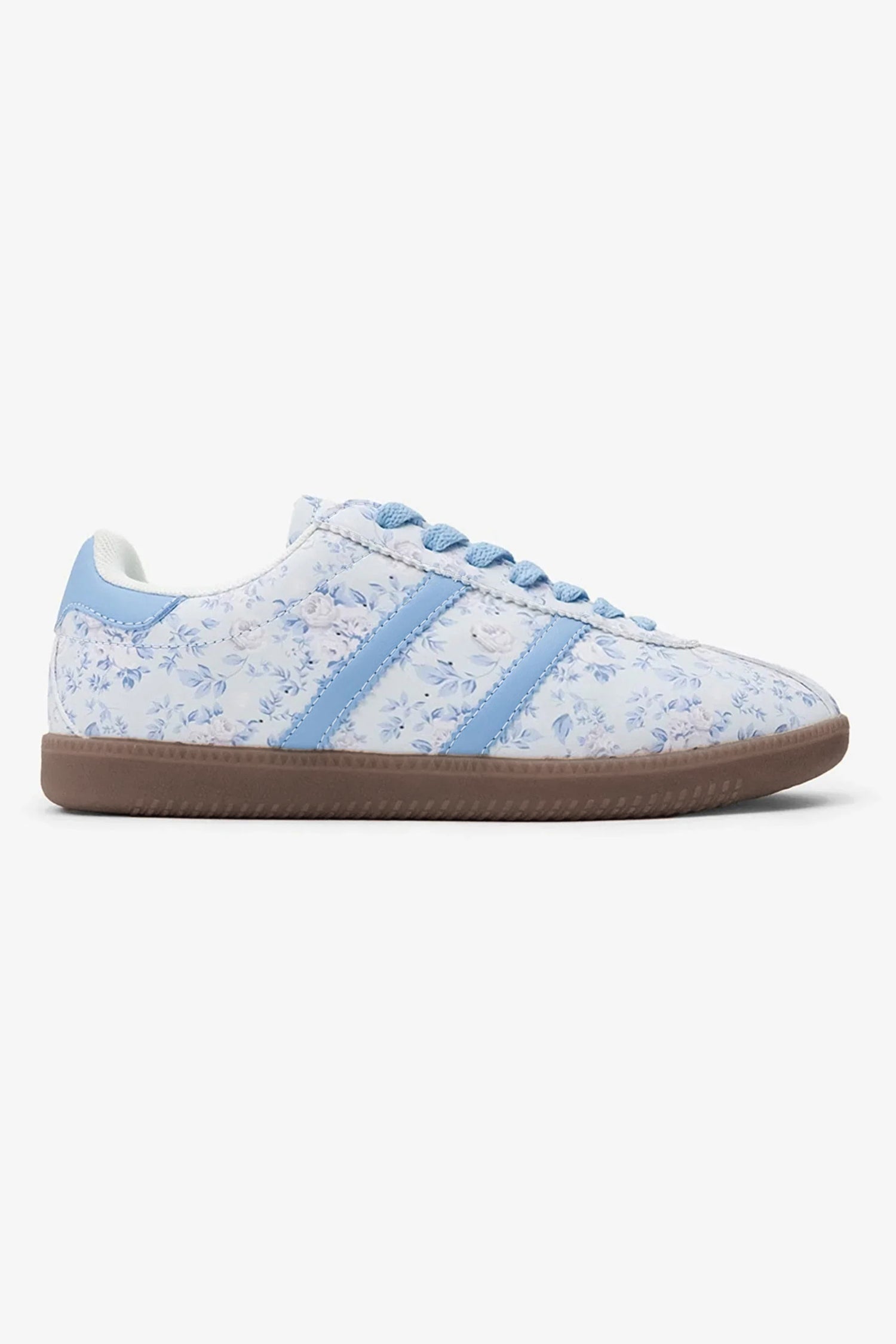 Light Pink Floral Print Lace-up PU Leather Flat Shoes