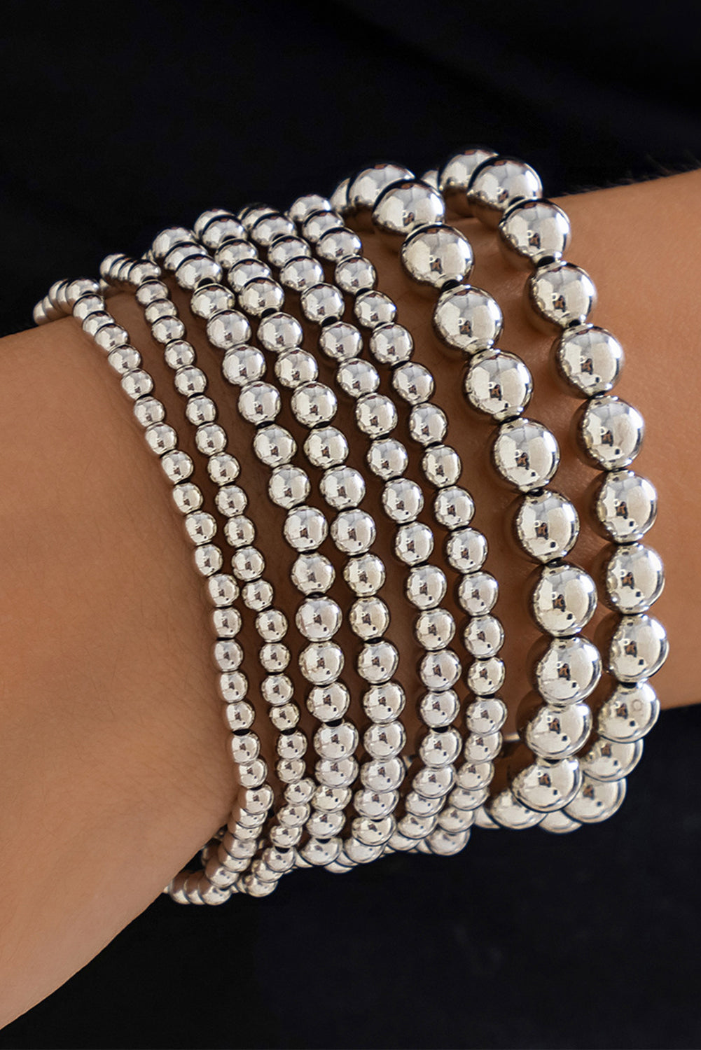 Gold 7pcs/Set Minimalist Plated Beaded Luxury Bracelet Set