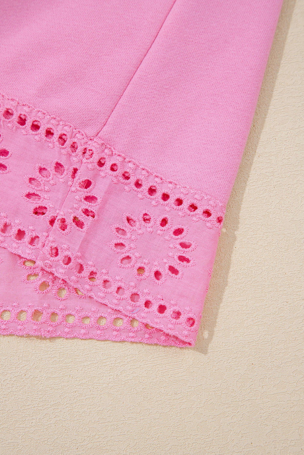 Bonbon Embroidered Flower Patchwork Snap Buttons Pullover Sweatshirt