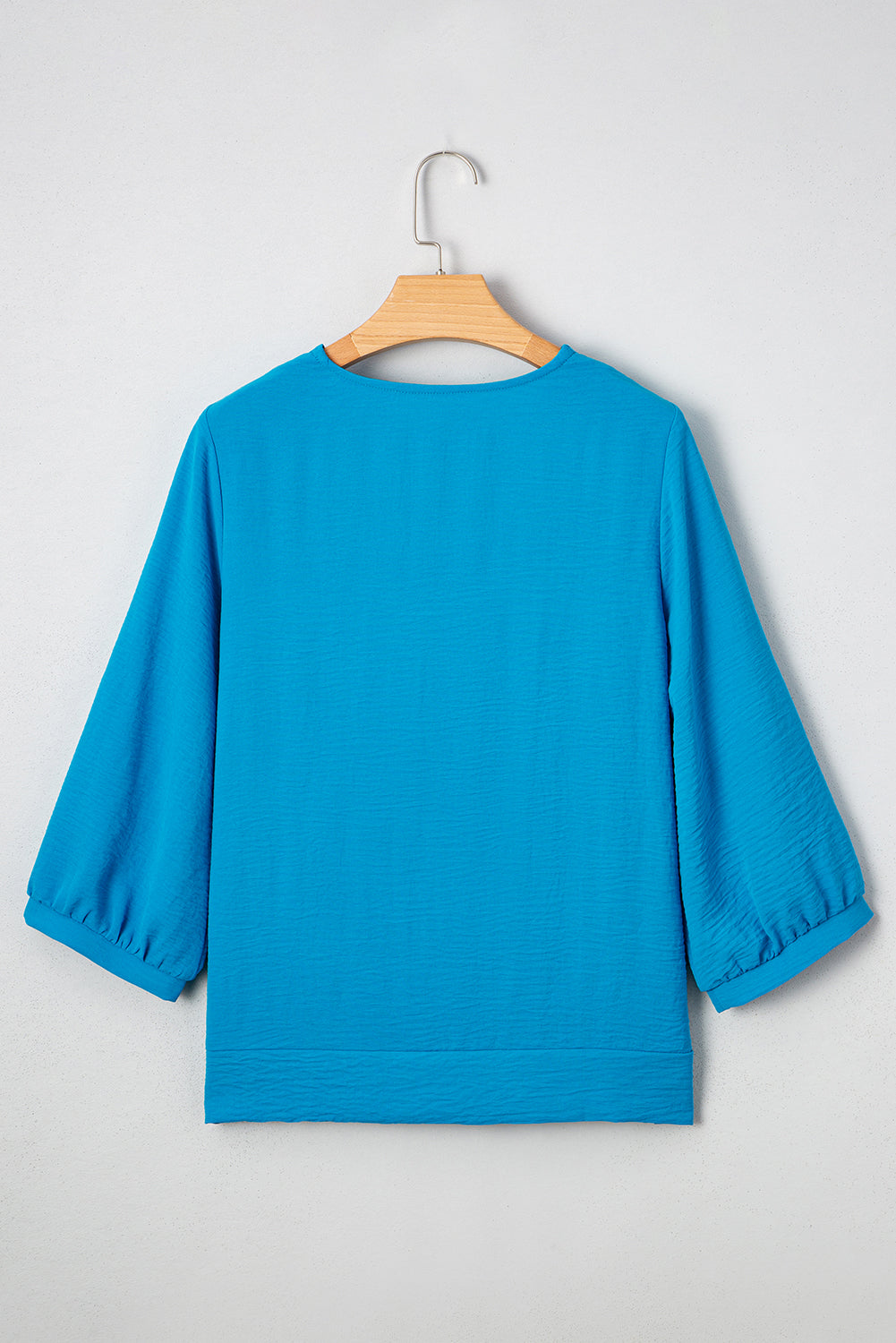 Sky Blue Frilled V Neck Bracelet Sleeve Shift Mini Dress