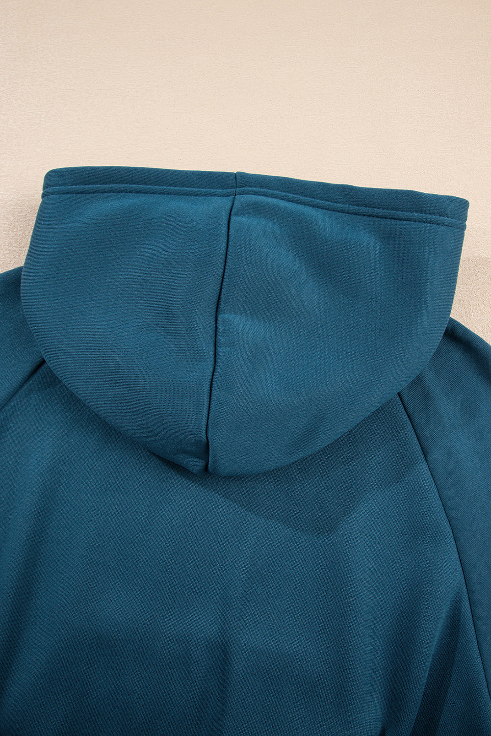 Peacock Blue Cozy Hooded Sweatshirt Drawstring Elastic Waistband Cargo Pant Set