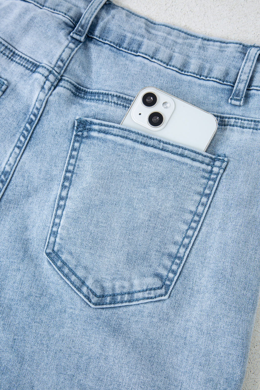 White Bow Knot Side Detail Straight Leg Loose Jeans
