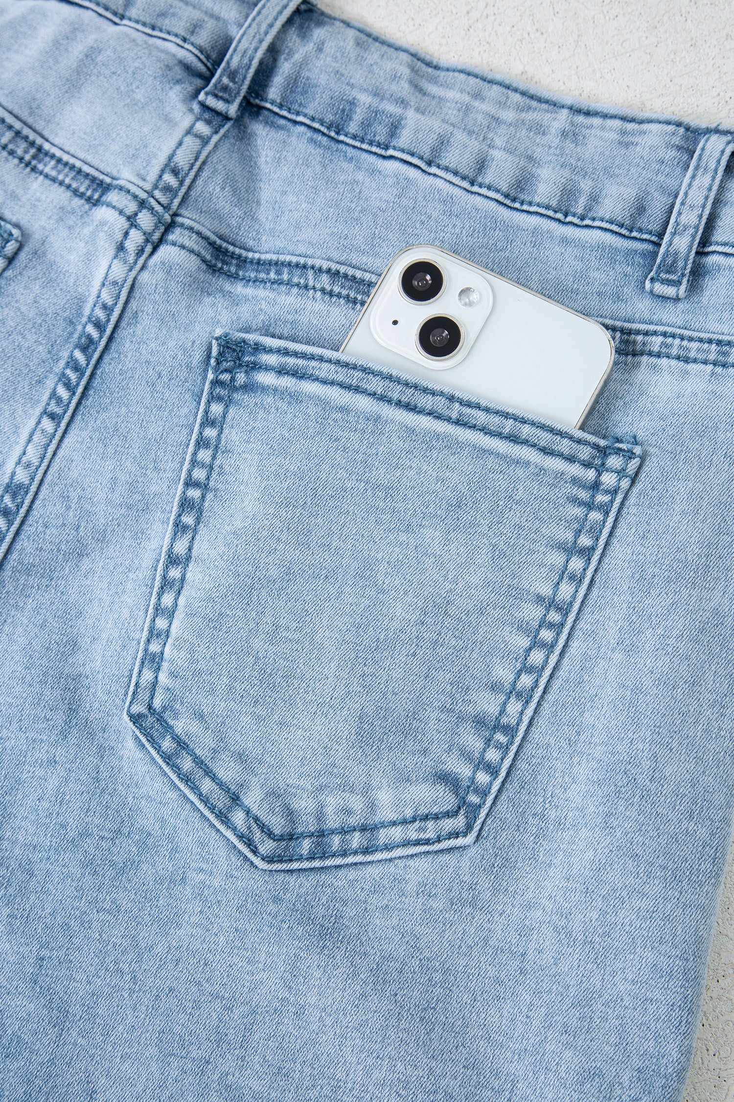 White Bow Knot Side Detail Straight Leg Loose Jeans