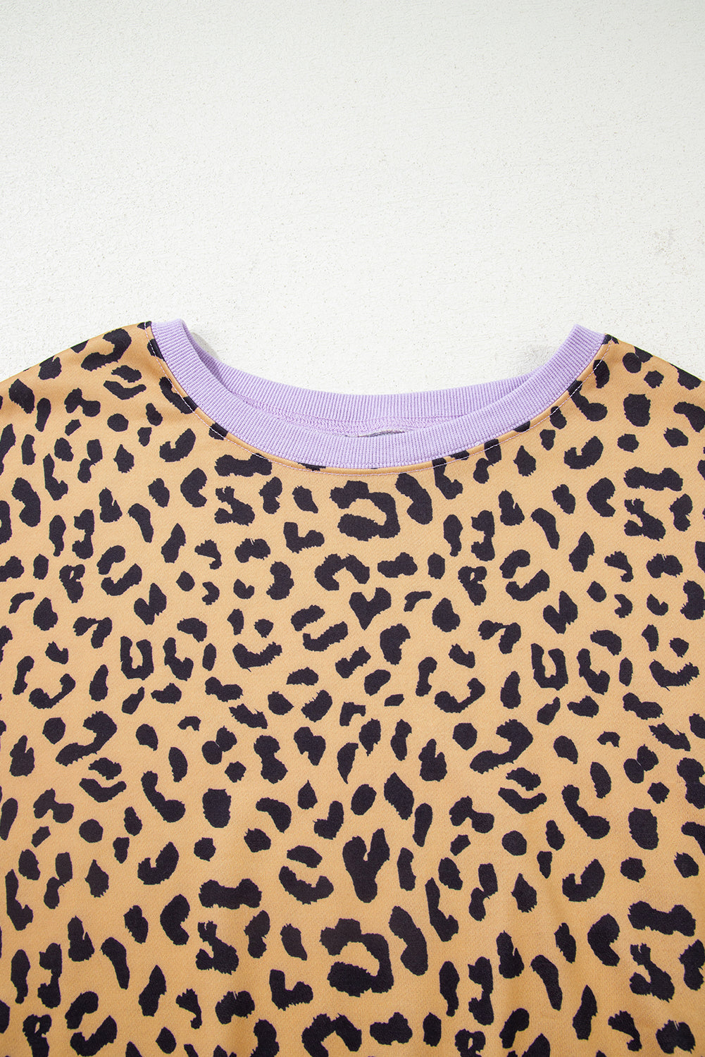 Khaki Leopard Striped Patchwork Plus Size Loose Sweatshirt