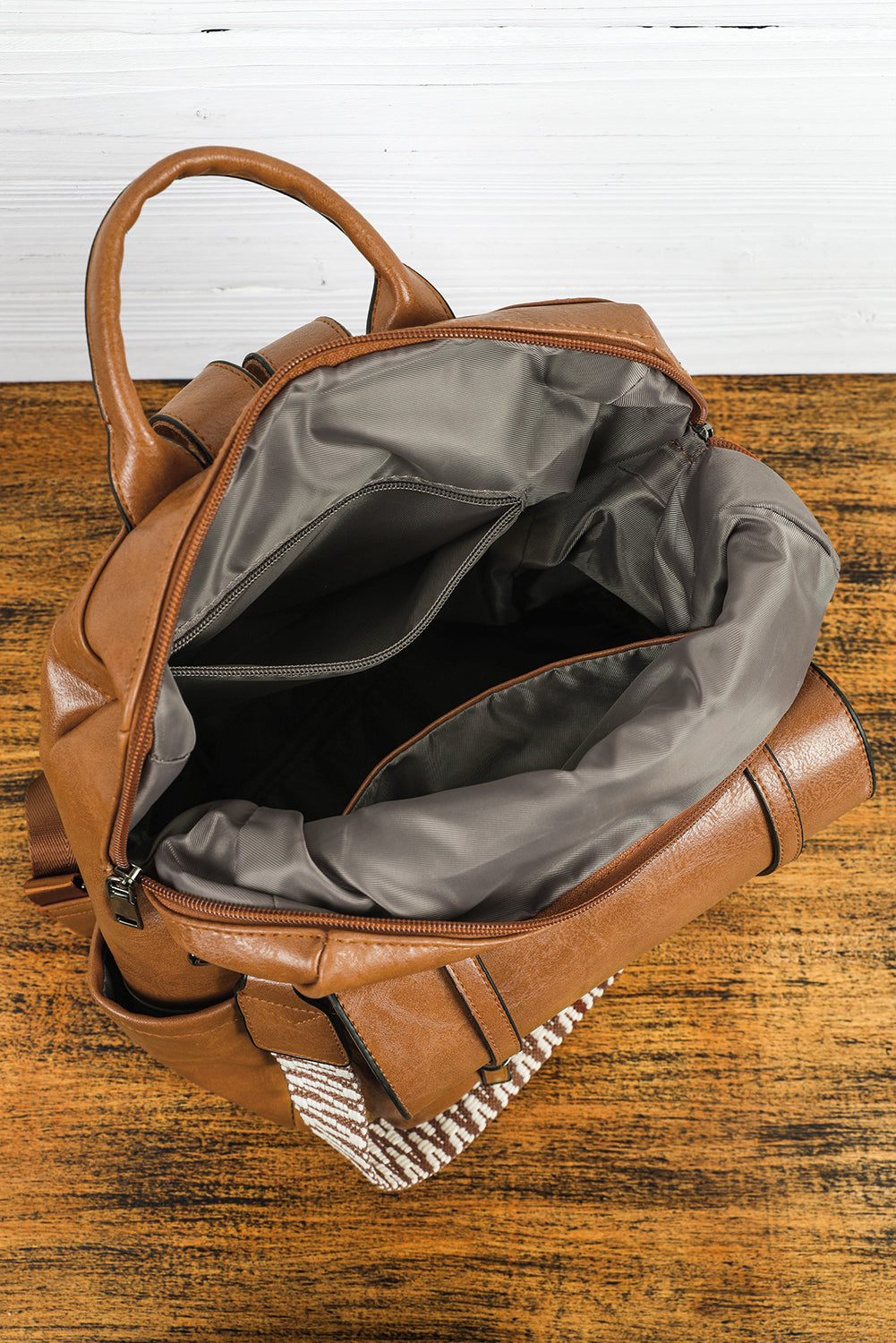 Brown Tassel Decor Retro PU Large Capacity Backpack