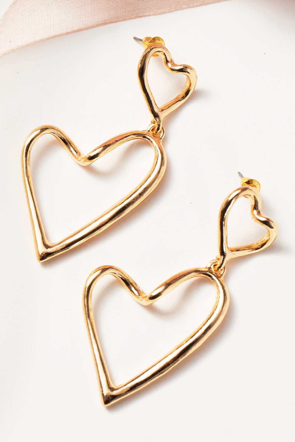 Red Valentines Day Heart Shape Tiered Dangle Earring