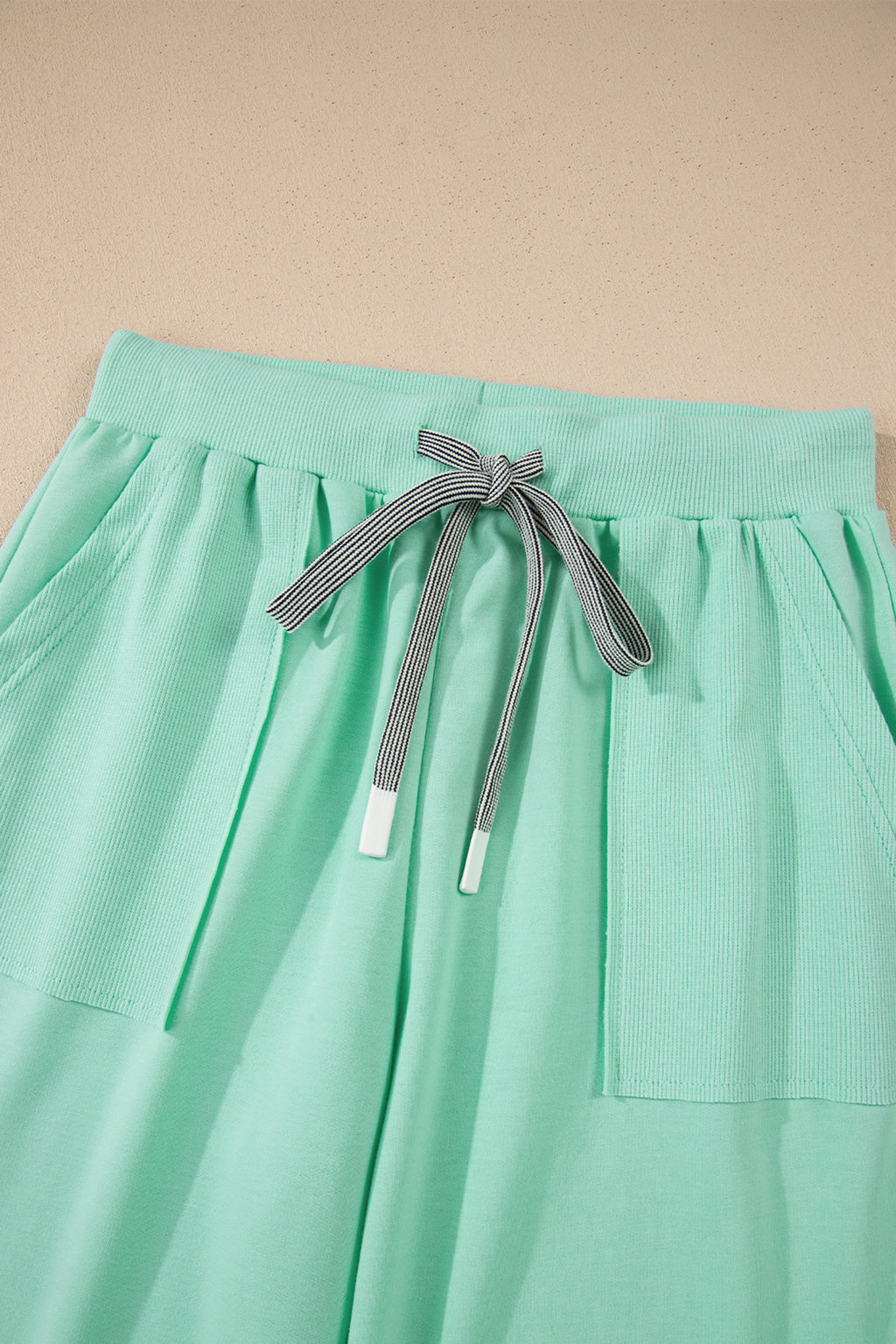 Mist Blue Solid Color Loose Tee Drawstring Wide Leg Pants 2pcs Outfit