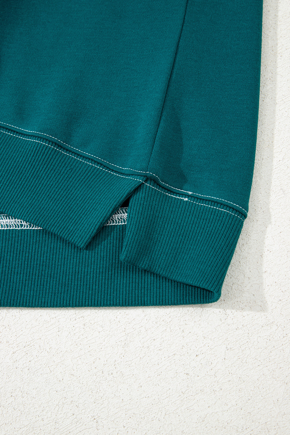 Blackish Green Contrast Striped Patchwork Round Neck Drop Shoulder Sweatshirt