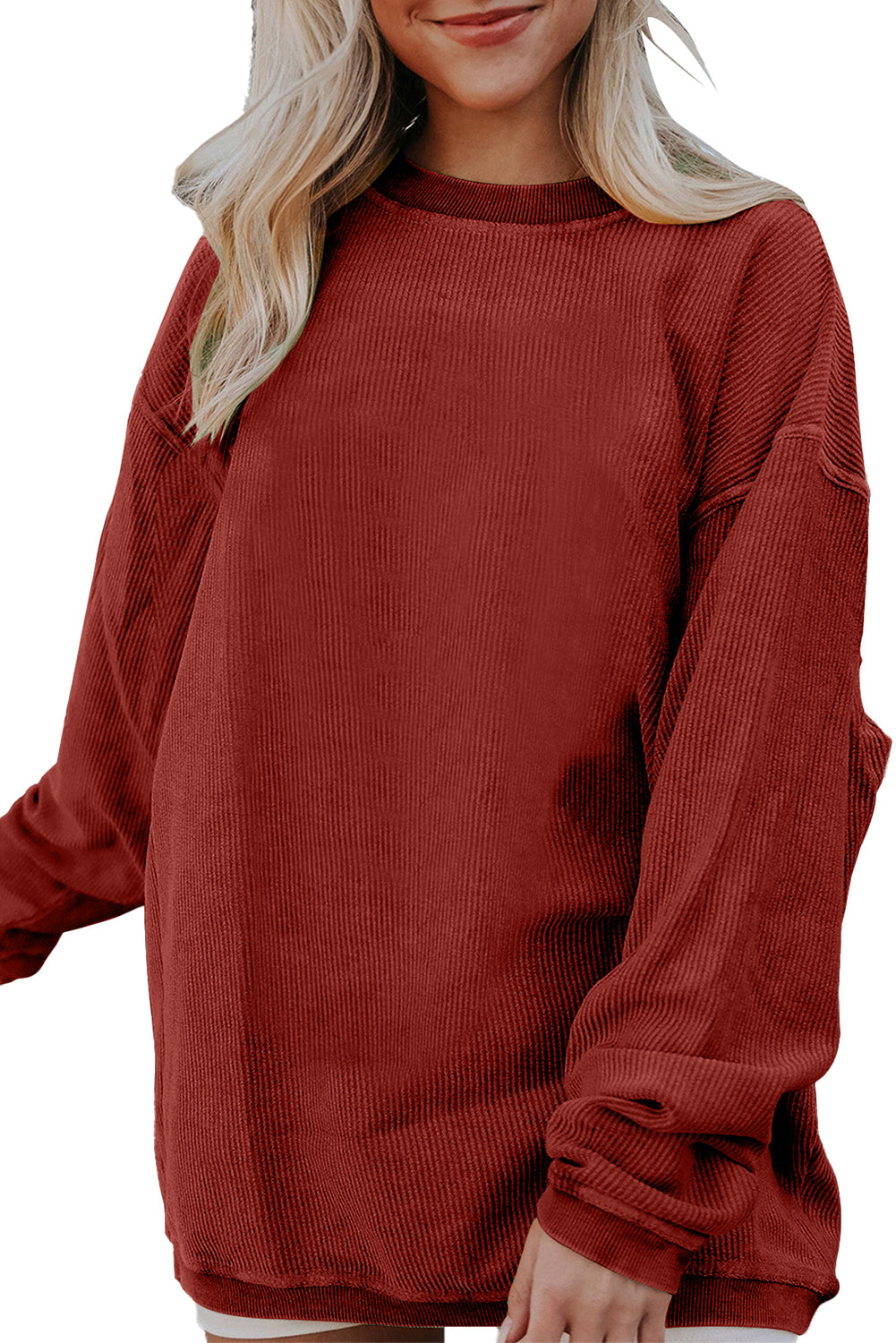 Grass Green Ribbed Corded Oversized Sweatshirt