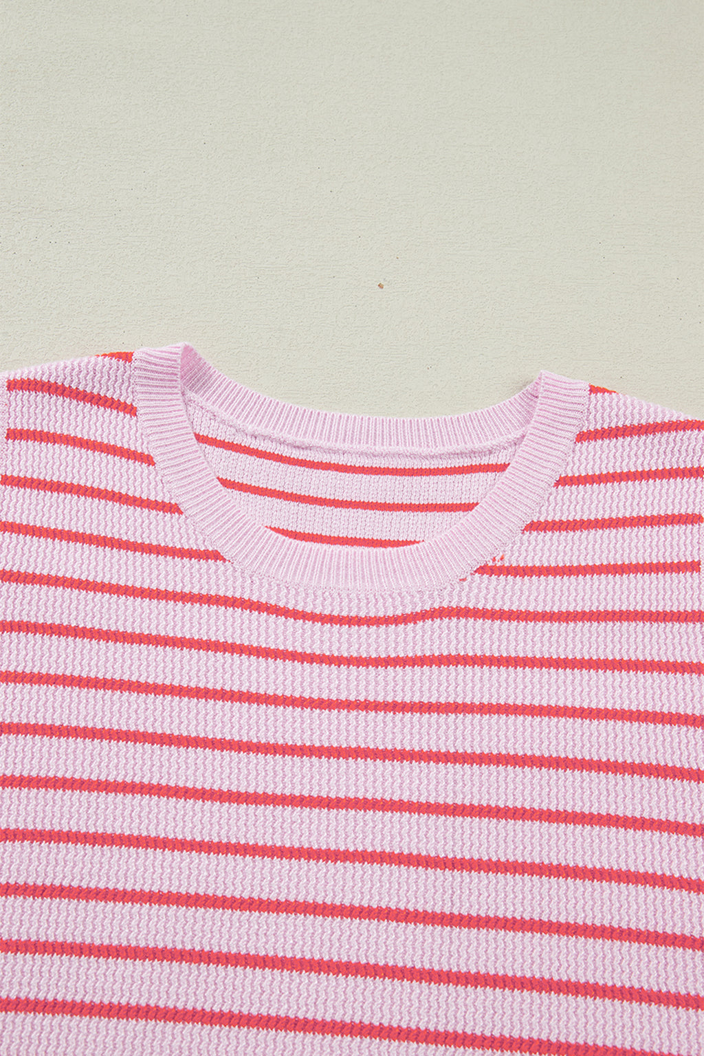 Pink Stripe Textured Knit Sleeveless Casual Sweater Top