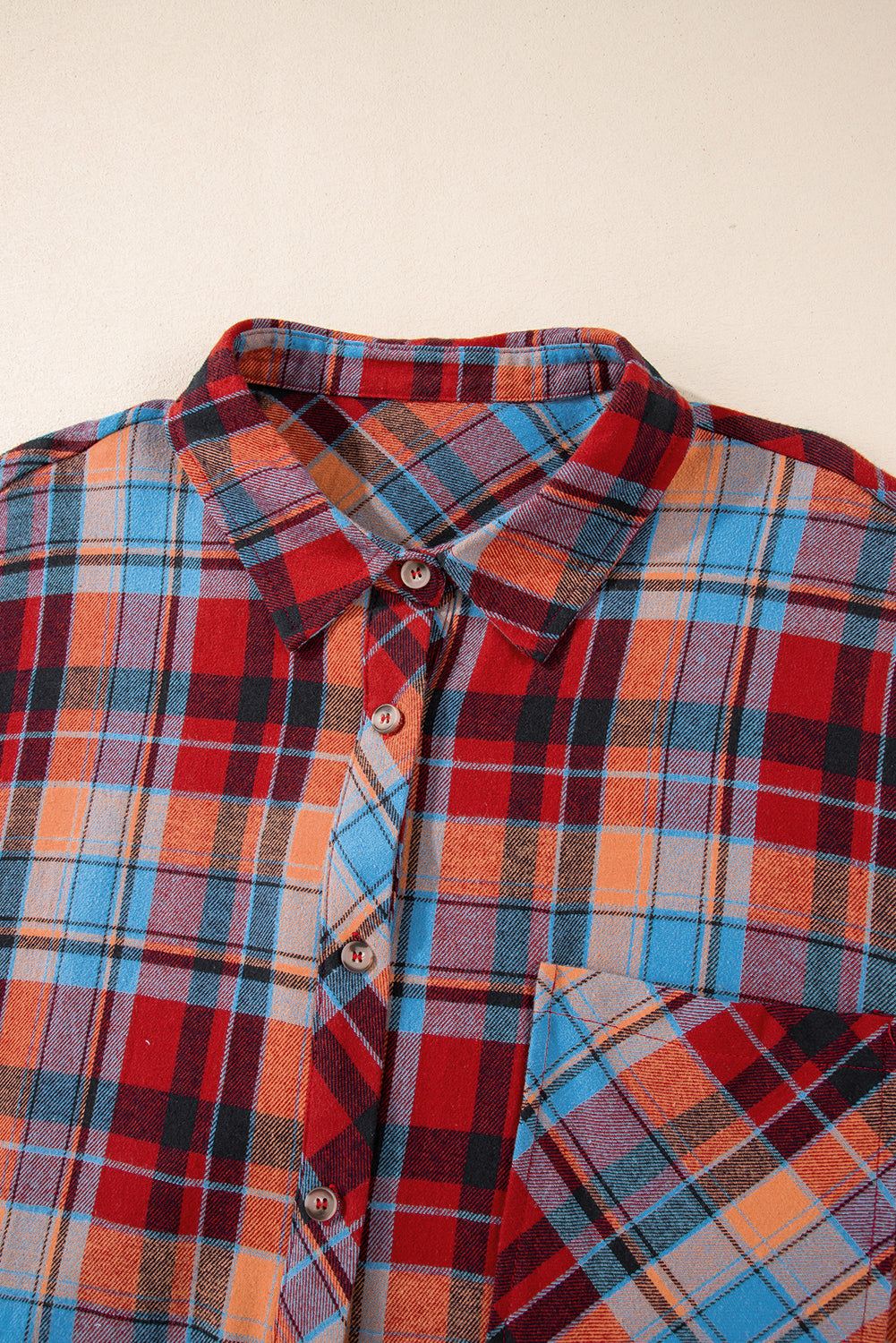 Red Plaid Print Loose Vintage Shirt
