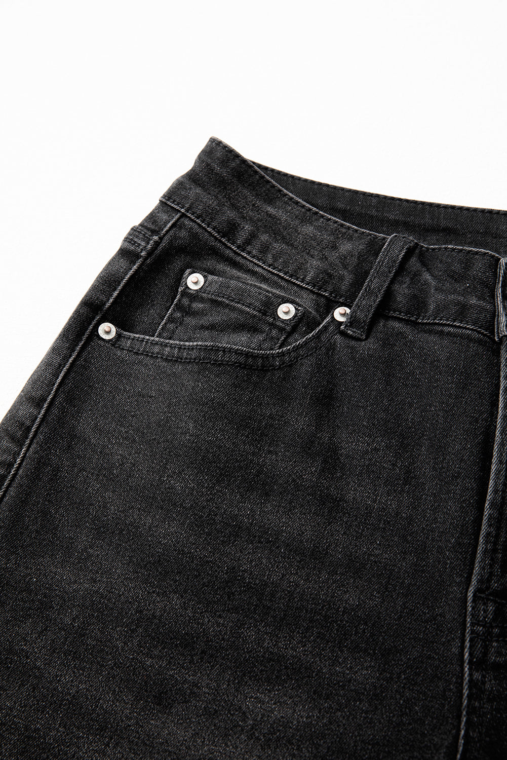 Real Teal Raw Hem Unique Cuffs Straight High Rise Loose Jeans