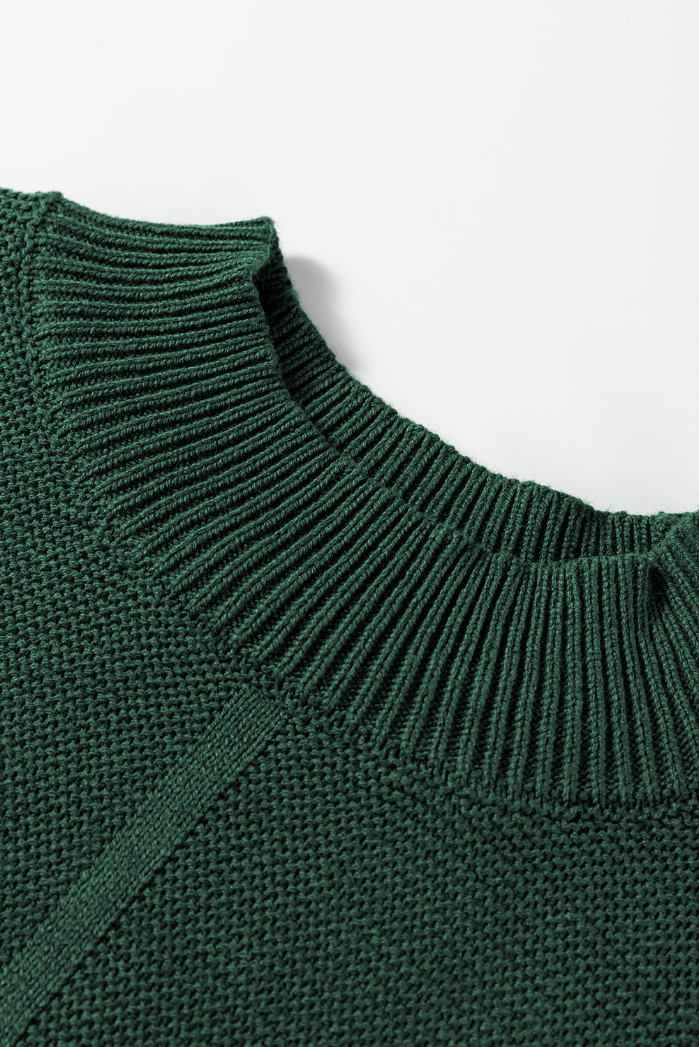 Dirty blue Solid Color Front Seam Drop Shoulder Loose Sweater