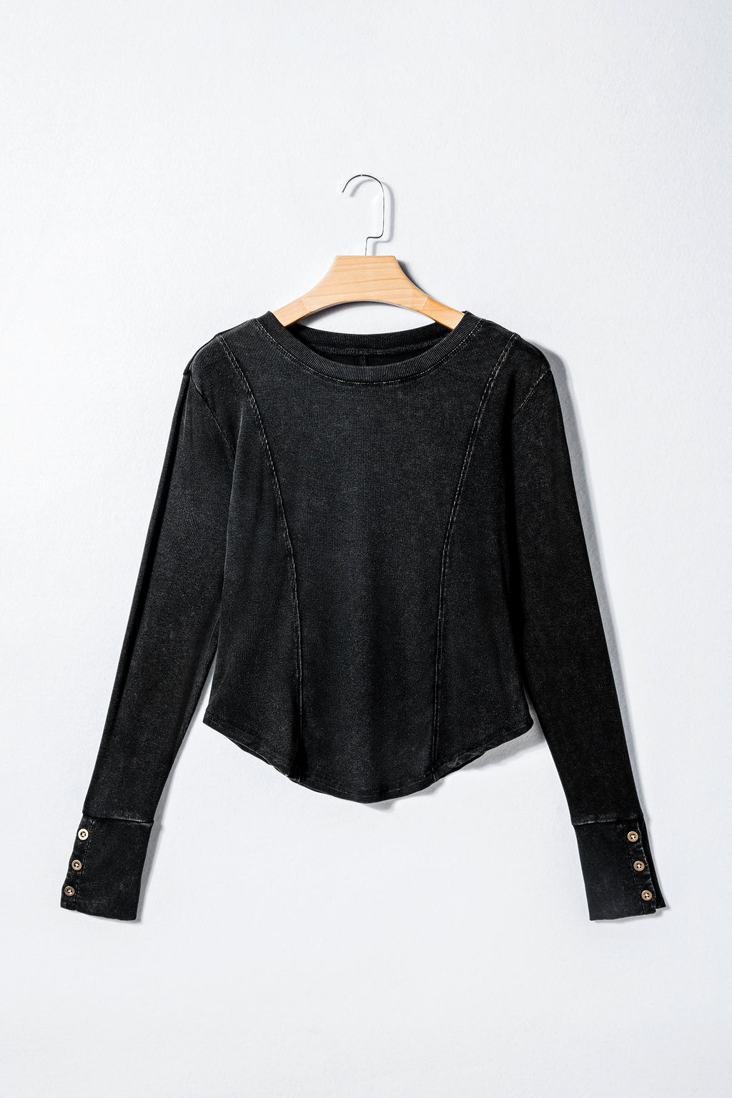 Burgundy Exposed Seam Ribbed Long Sleeve Top