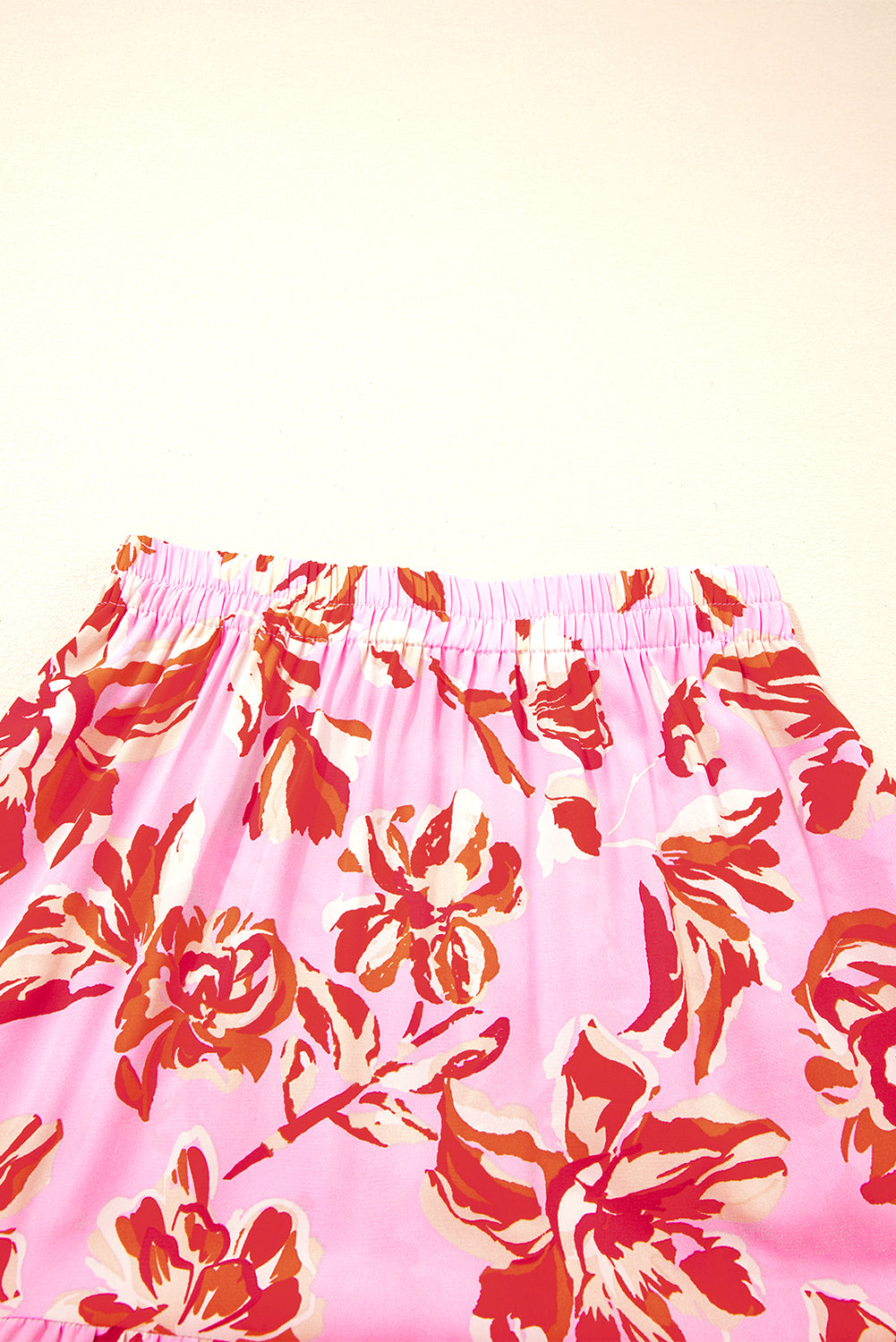 Orange Bohemian Floral Print Tiered Maxi Skirt with Split