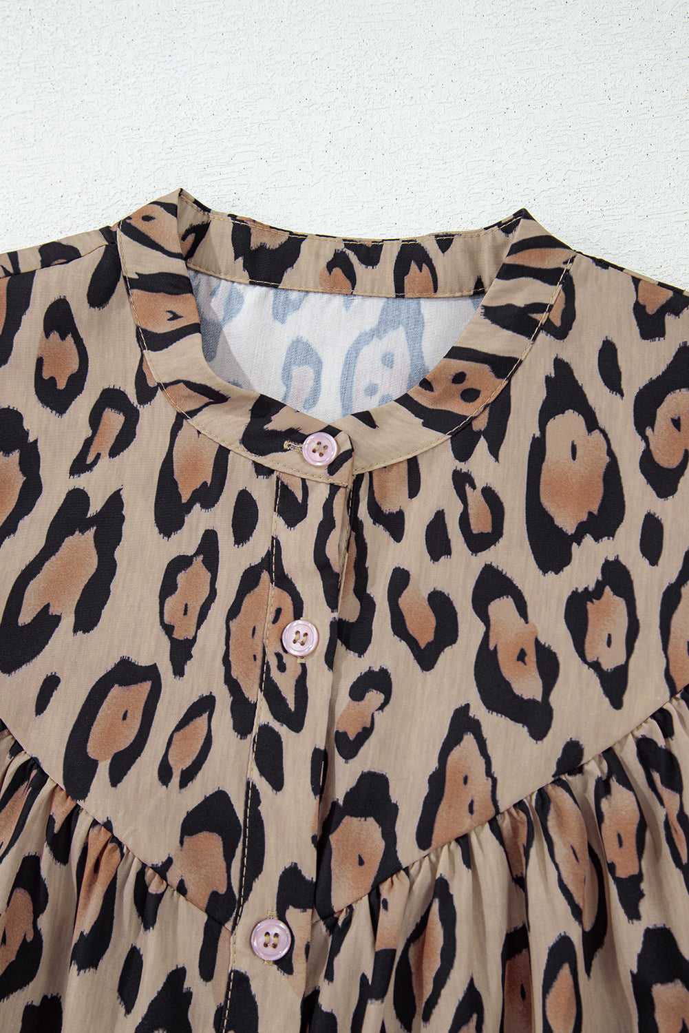 Oversized Leopard Print Balloon Sleeve Casual Shirt